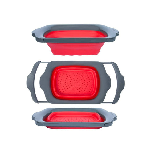 AussieSuperStore Homeware Supplies Collapsible Folding Silicone Kitchen Sink Space Saving Foldable Food Strainer Collapsible Folding Silicone Kitchen Sink Foldable Food Strainer CBSILSTRAINERRED